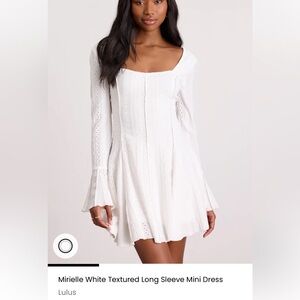 Lulu's White Long Sleeve Textured Dress